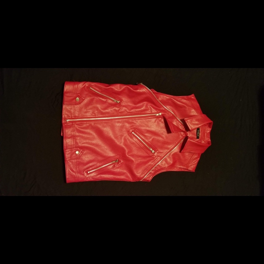 Red leather vest!!